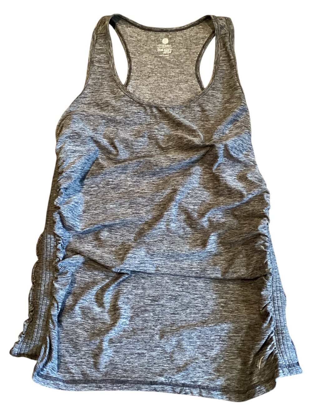 Old Navy Gray Ruched Dance Tank Top XXL Space Dye Workout Athletic Stretchy